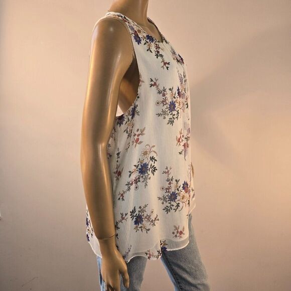 Vince Camuto Floral Sleeveless Chiffon Blouse Size Large - Picture 3 of 8